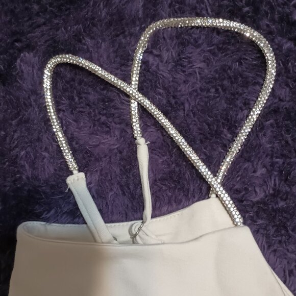 NWT~ No Boundaries Cream Colored Bodysuit with Rhinestone Straps (Size: Large) - Picture 6 of 16